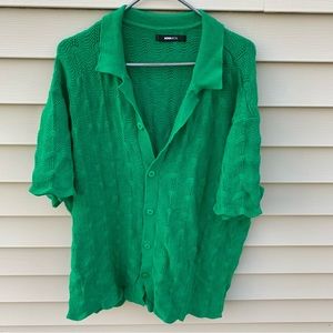 🚨 LAST OFFER🔥Over Sized Green Knitted Button Down🔥